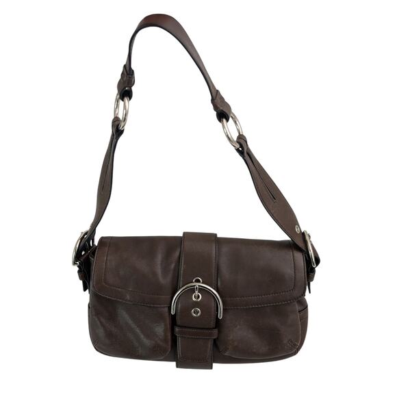 Coach Handbags - Vintage COACH Soho Leather Pocket Flap Y2K Chocolate Brown Shoulder Bag 3653
